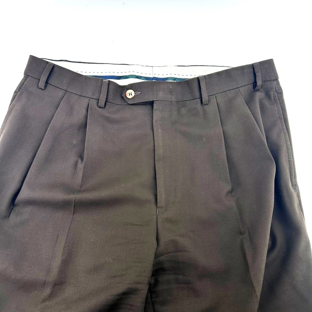 Lauren Ralph Lauren Mens Brown Pleated Total Comfort Dress Pants Cuffed 36x30